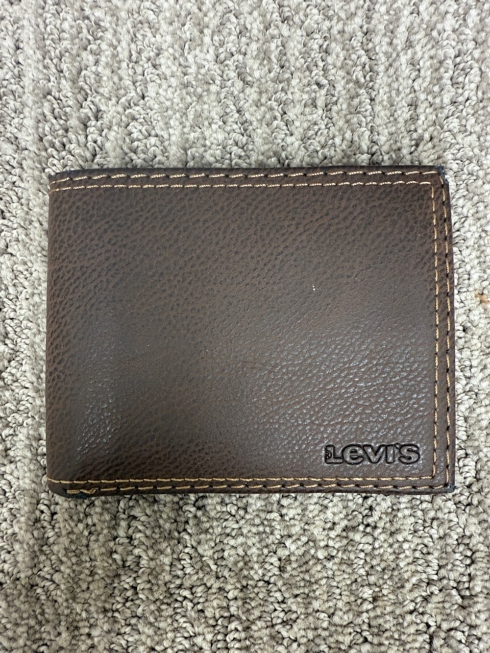 Levi's Dark Brown Leather Bi-Fold Card Holder Wallet